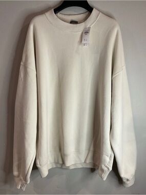 Abercrombie & Fitch Men’s Oversized Fleece Crew Sweatshirt Beige Sz Medium NWT